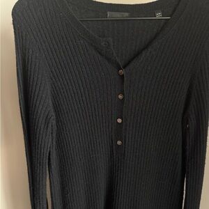 ATM Anthony Thomas Melillo Charcoal Ribbed Long Sleeve Dress